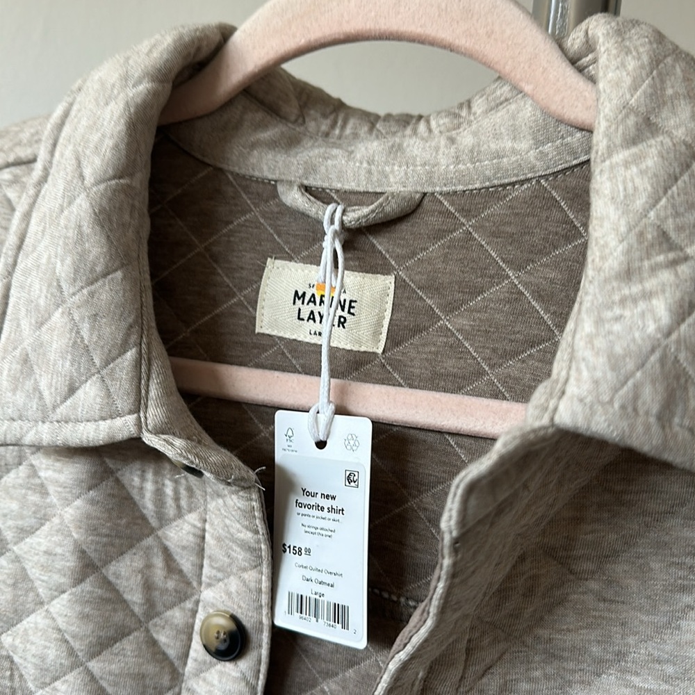 [NWT] Marine Layer Corbet Quilted Overshirt in dark oatmeal - Picture 3 of 4